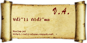 Váli Alóma névjegykártya